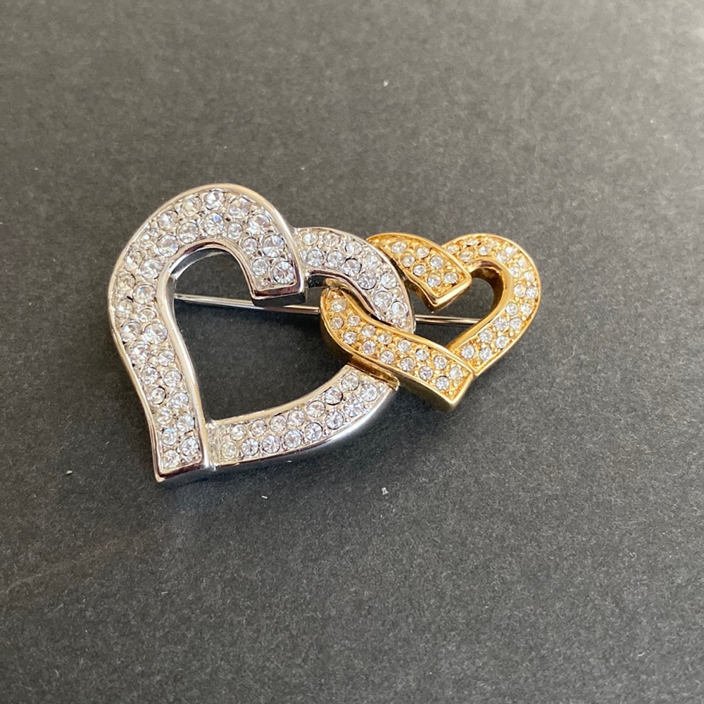 Swarovski Infinity Double Heart Pave Crystal Brooch Pin